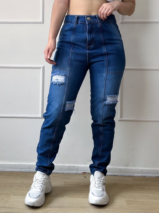 Jean Boyfriend Mujer tono oscuro