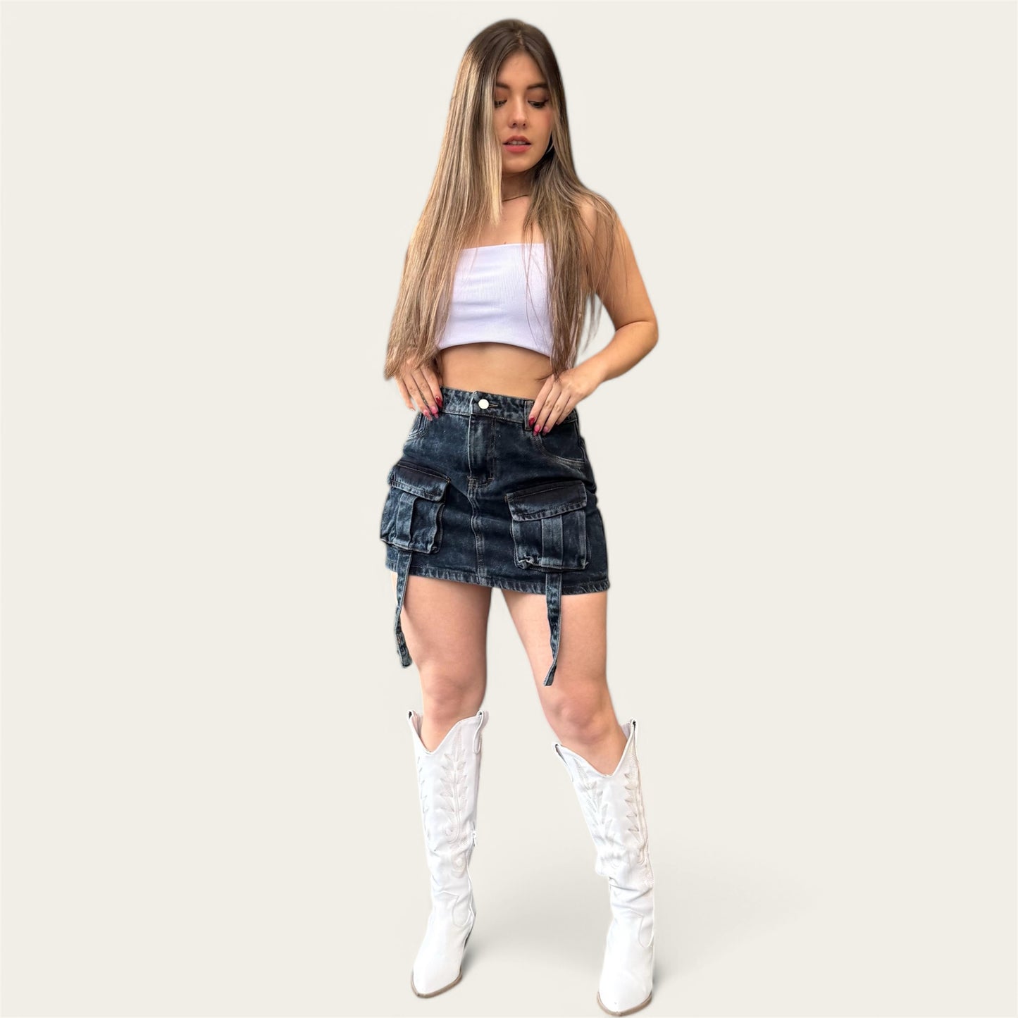 Falda cargo mujer tono azul oscuro
