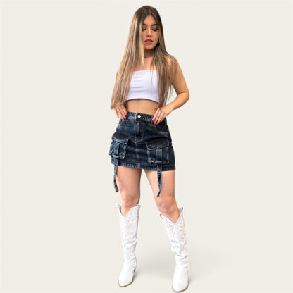 Falda cargo mujer tono azul oscuro