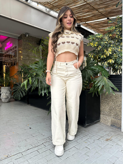 Jean wide leg mujer tono Natural