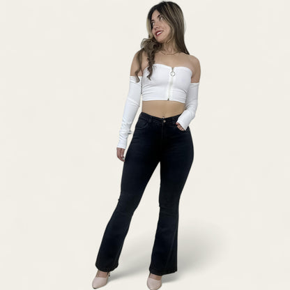 Jean flare Mujer Tono Gris Humo