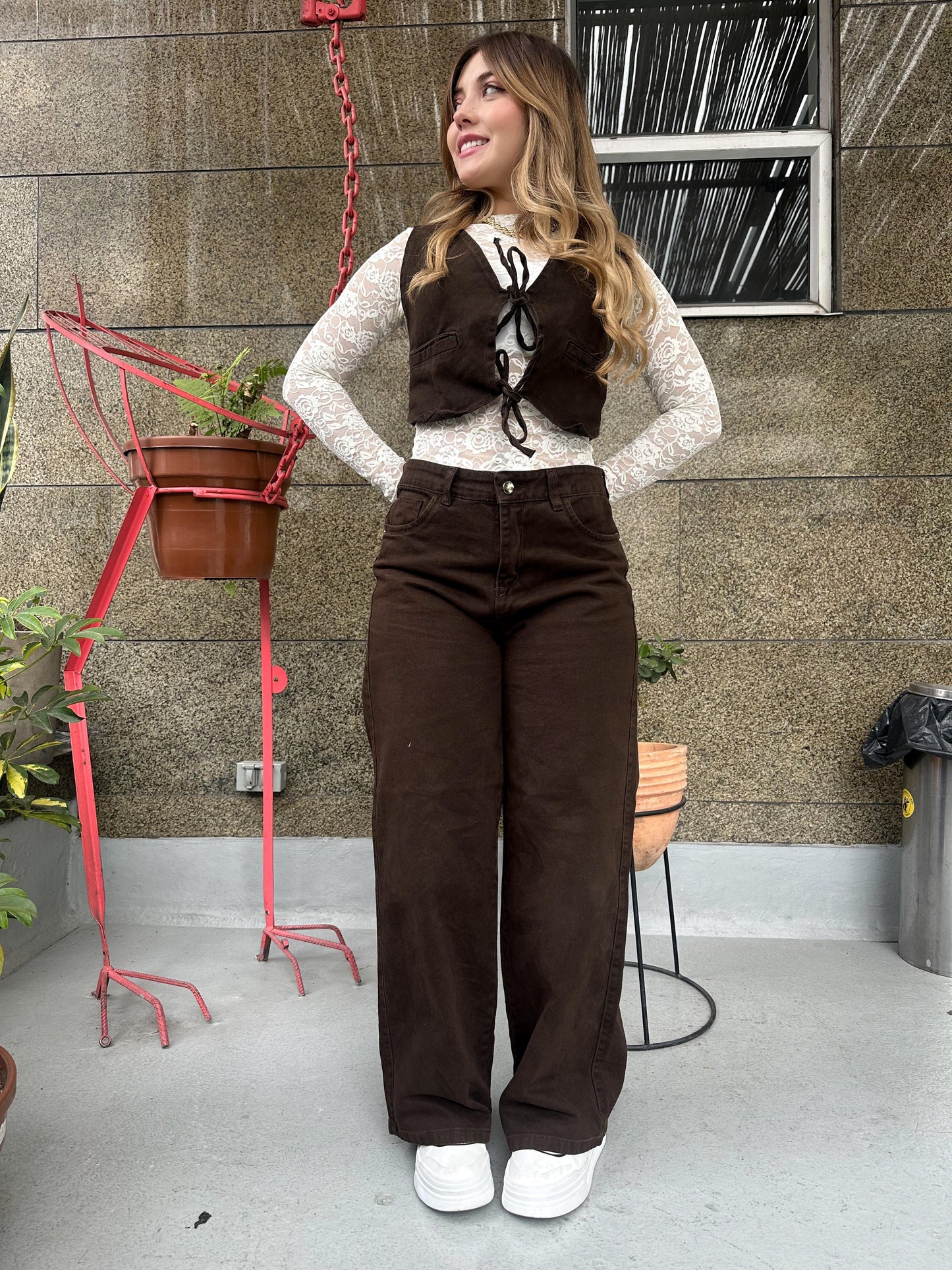 Jean wide leg mujer cocoa